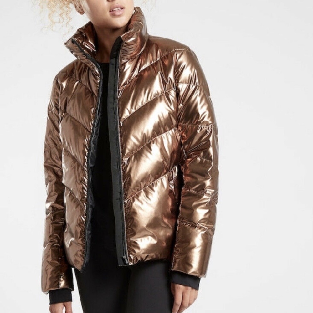 Athleta Metallic Bronze Puffer Jacket